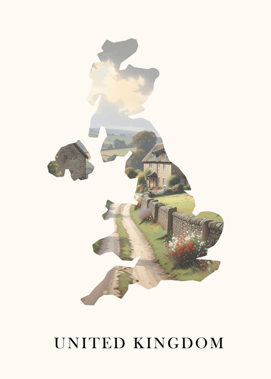 UK country silhouette minimalist poster art