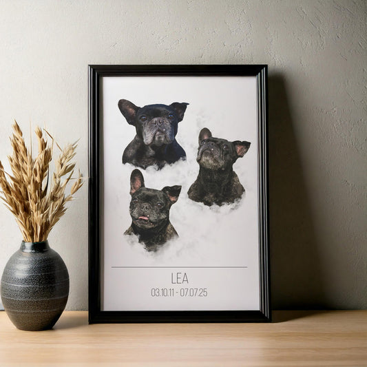 Dog memorial poster with 3 photos mockup