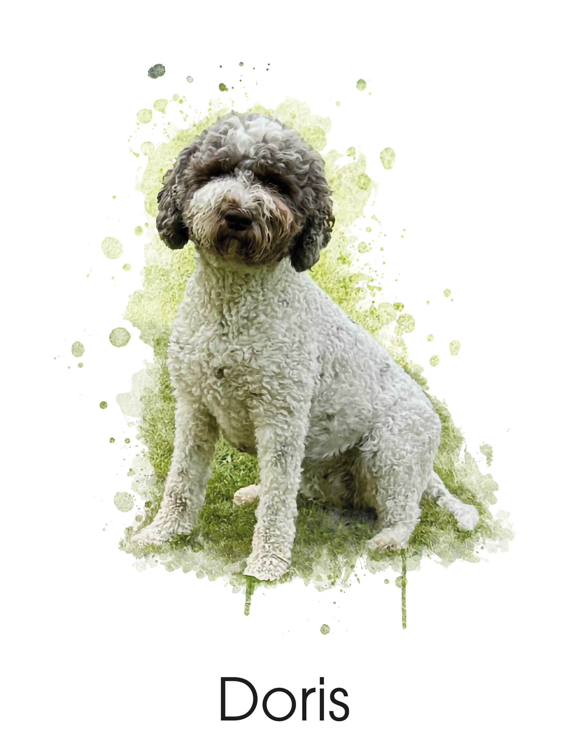 Custom pet watercolor portrait poster 30x40 cm