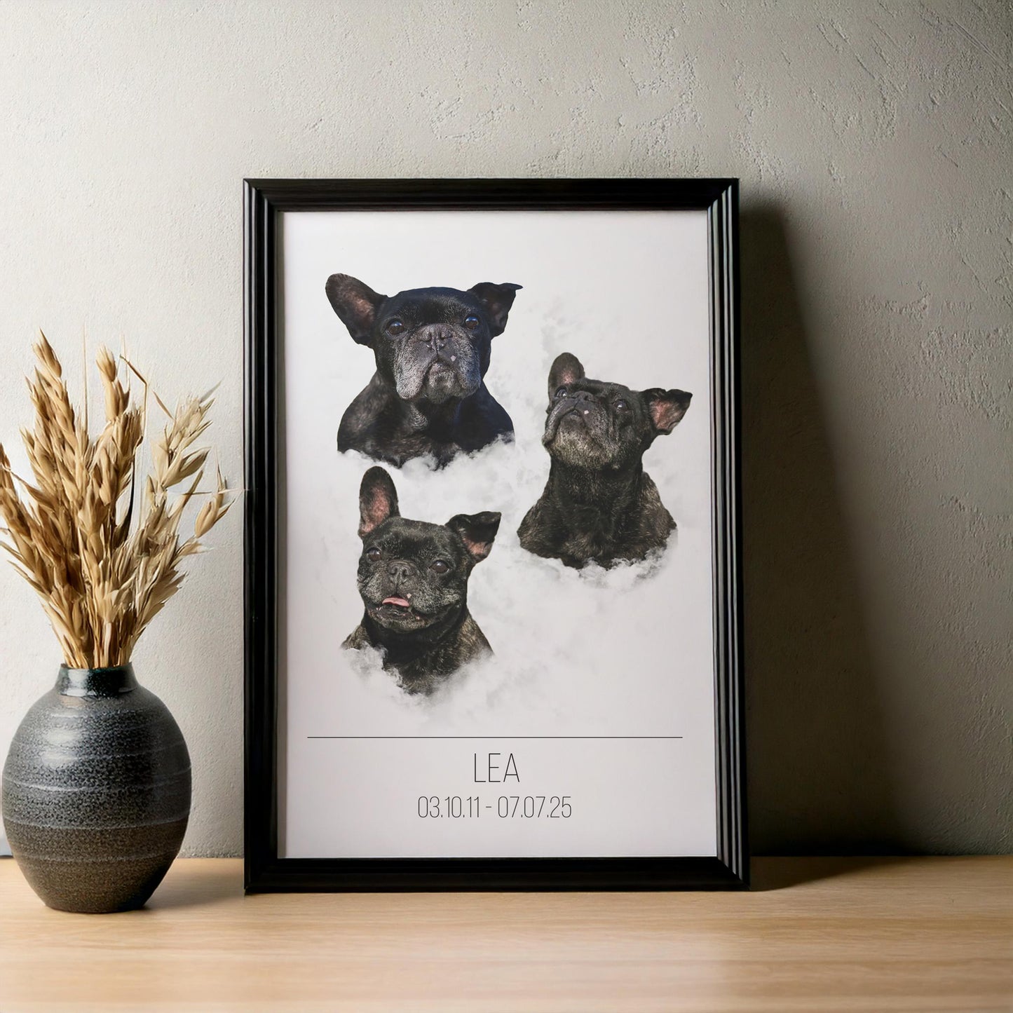Dog memorial poster with 3 photos mockup