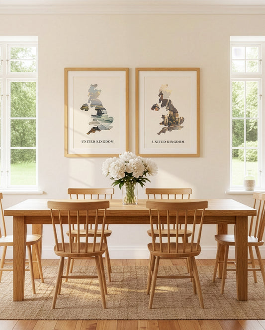 United Kingdom silhouette poster mockup on wall