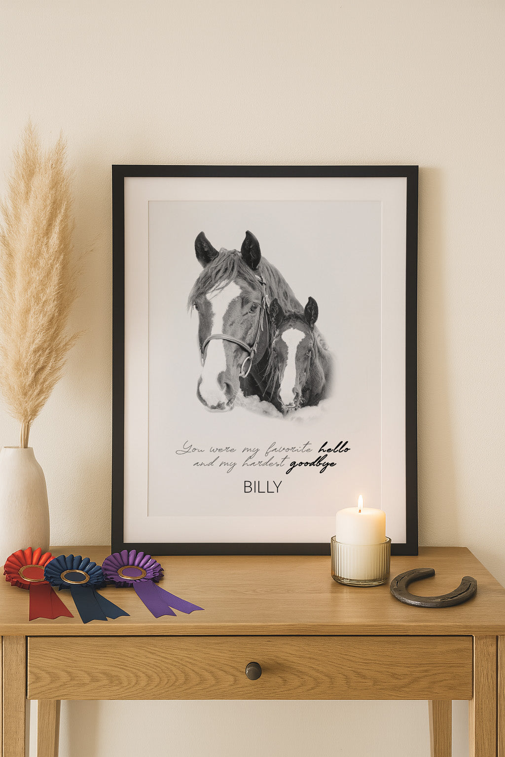 Horse memorial poster mockup on wall