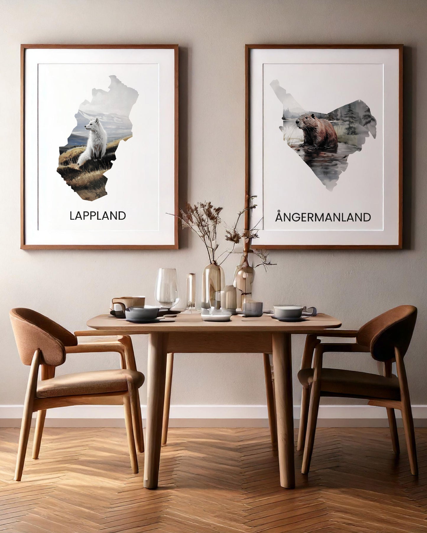 Landskapsposters inramade, Lappland och Ångermanland